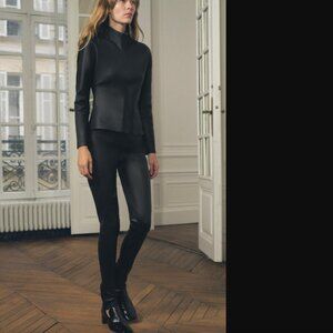 ZARA ZW COLLECTION BLACK STRETCH GENUINE LEATHER PANTS SIZE XS or S NWT 349$+TAX